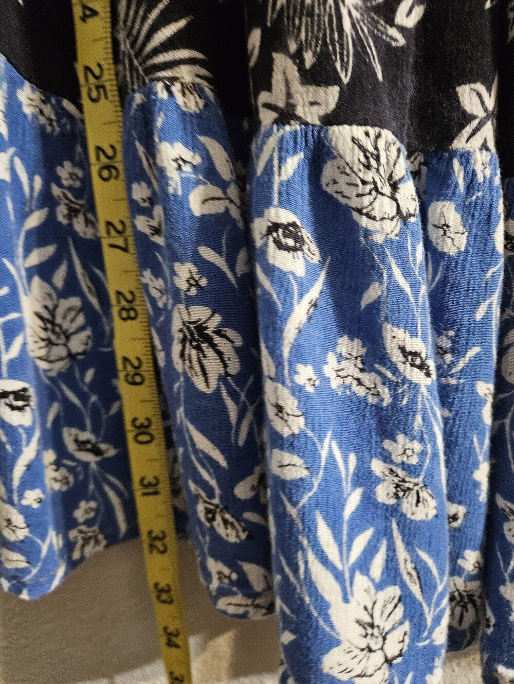 Jackpot OSFA Tiered Floral Maxi Skirt in Mustard, Pink, Black & Blue - Picture 5 of 8